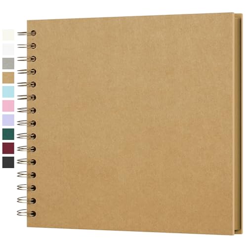 Fotoalbum zum Selbstgestalten Scrapbook Fotobuch zum Einkleben 21x21 cm 20 Blatt 40 Seiten Archivqualität säurefrei Spiralbindung DIY Geschenk Baby Familie Jahrestag Geburtstag Valentinstag Hochzeit