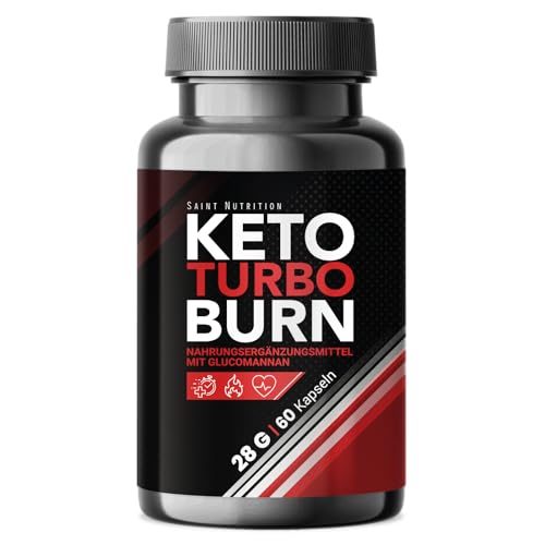 KETO TURBO BURN® - Sofort Stoffwechsel Formel - Appetitzügler Kapseln - hochdosiert mit Glucomannan - Unterstützung für Abnehmen - Ideal für Keto-Diät - ohne künstliche Zusätze, 60 Premium Kapseln