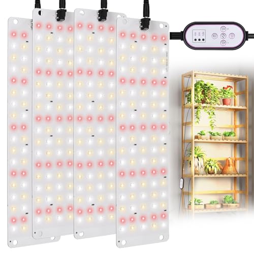 TONYFUL Pflanzenlampe LED Vollspektrum 4 Stück, 36W Pflanzenleuchte, 360 LEDs Pflanzenlicht für Zimmerpflanzen, 4/8/12H Zeitschaltuhr 10 Arten von Helligkeit für Zimmerpflanzen