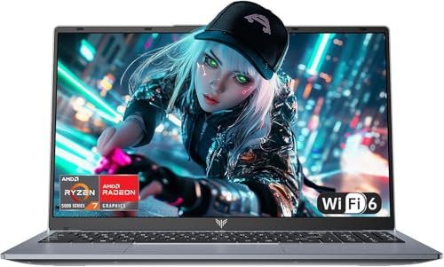 Tivique 15,6 Zoll Gaming Laptop, Ryzen 7 5700U, 16 GB DDR4-RAM, 512GB M.2 SSD Laptop 2026, 1920 FHD Display, WiFi 6, Bluetooth 5.2, USB Typ C HDMI