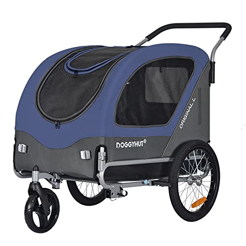 Doggyhut Original Large Fahrradanhänger & Hundebuggy 2 in 1 für Hunden bis 35kg Hundeanhänger Jogger Hundewagen mit Feststellbremse Tiggo 80405