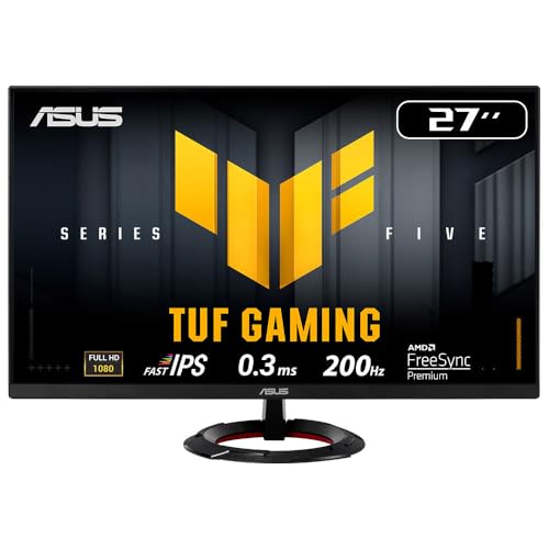 ASUS TUF Gaming VG279Q5R 27 Zoll Full HD Monitor (200 Hz, 0.3ms GtG, FreeSync, Adaptive Sync, ELMB, GameFast Input, HDR10, Fast-IPS Panel, 16:9, 1920x1080, DisplayPort, HDMI, Speaker)