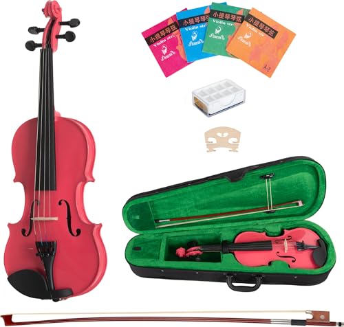 Classic Cantabile VP-100PK Violinenset 1/2 – Vollholz-Violine mit Fichtendecke & Ahornkorpus - Set inkl. Bogen, Koffer, Kolofonium & Ersatzsaiten - Einsteigerset für Schüler & Anfänger - Pink