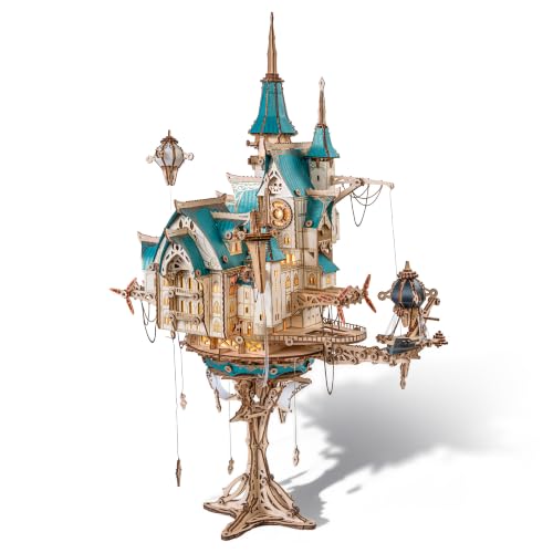 FUNPOLA 3D Holzpuzzle Modell Einer Dampfburg Steampunk Barock-Schwimmburg-Bausatz mit mechanischen Zahnrädern, einzigartiges Geschenk für Erwachsene und Jugendliche