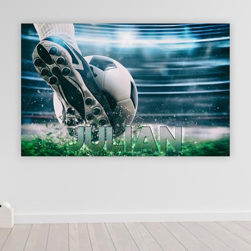 timalo® Cooles Fußball Poster personalisiert mit Namen | Bild für die Wand | Wandbild für Kinder Jungen Fußballtor Fußballspieler Kinderzimmer Deko | child010-B61xH43cm