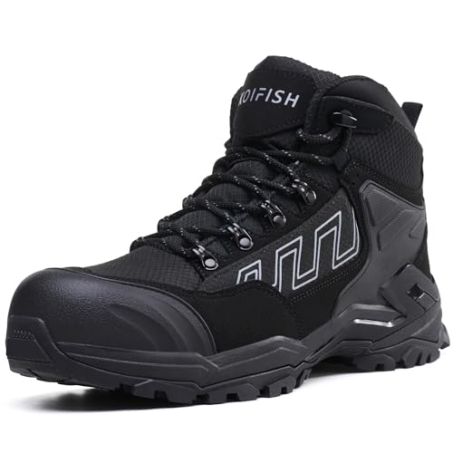 KOIFISH Arbeitsschuhe Sicherheitsstiefel S3 ESD Wasserdicht Schwarz 43