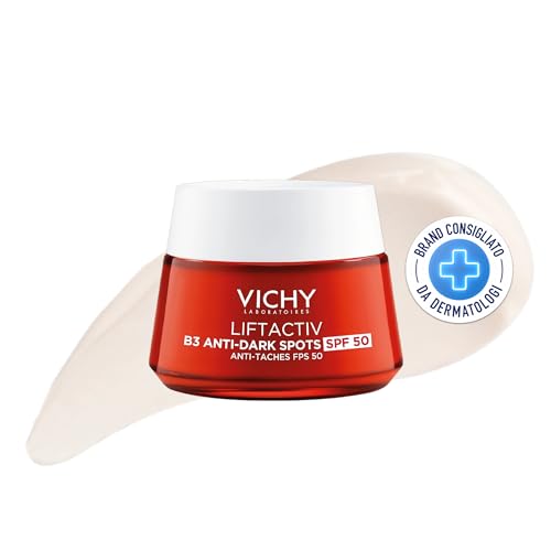 VICHY Anti-Pigmentflecken Tagescreme mit LSF 50, Für empfindliche, reife Haut, Mildert Pigmentflecken, Mit Bio-Peptiden und Niacinamid, Liftactiv B3, 50 ml