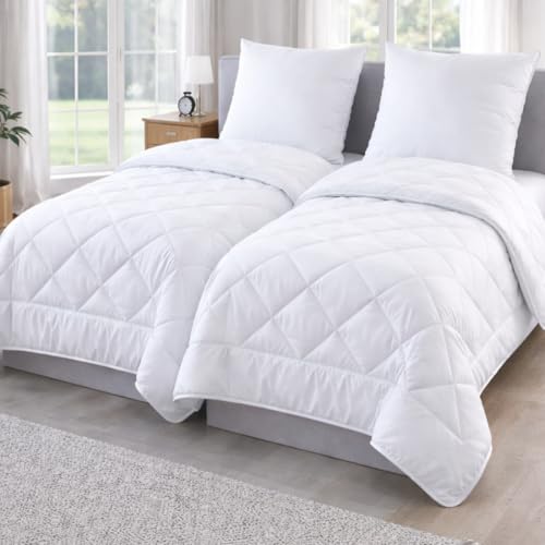 MALIKA Doppelpack Bettdecke 135x200 inkl. 2X Kopfkissen 80x80 - Ganzjahresdecke - Waschbar, Schlafdecke - Duvet - Bettdecke 2er Set