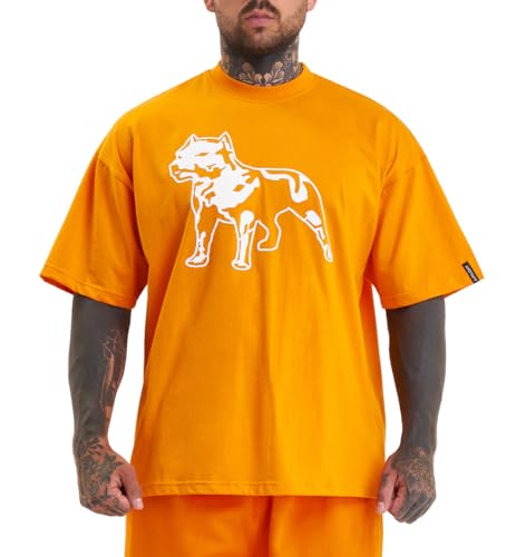 Amstaff Herren Logo 2.0 T-Shirt | Baumwolle & Rundhalsausschnitt | Lockere Passform | Atmungsaktiv | Orange LAmstaff