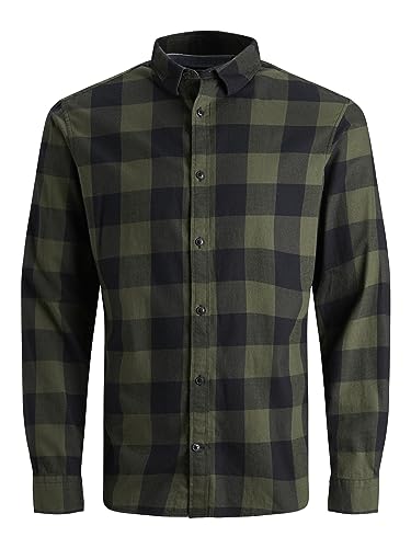 JACK & JONES Herren Hemd Jjegingham Twill Shirt L/S Noos, Dusty Olive, L
