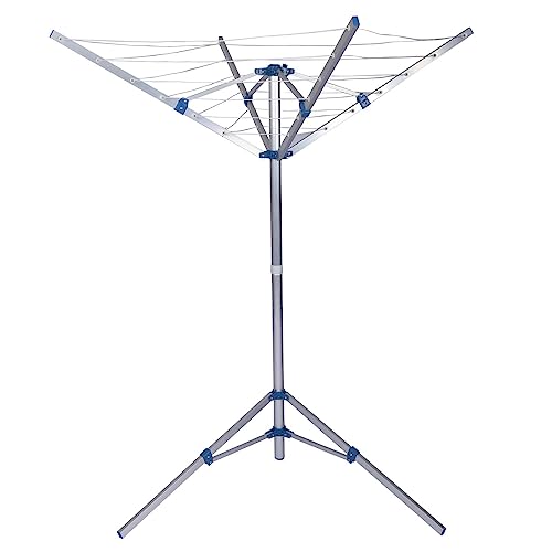 Wiltec Mobile Wäschespinne mit 4 Armen 16 m Wäscheleine Wäscheständer Alu Höhe 155cm Wohnwagen Camping Klappbar Wohnmobil Reise