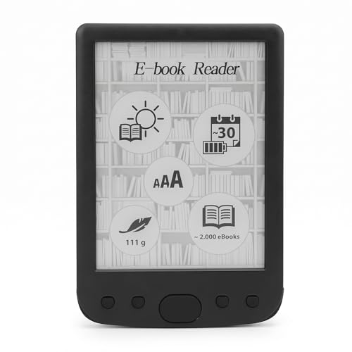 E Book Reader 6 Zoll, Blendfreier und Augenfreundlicher E Reader mit HD Touchscreen, E Ink Technologie, Integriertem 8 GB ROM und 32 GB TF Kartenerweiterung