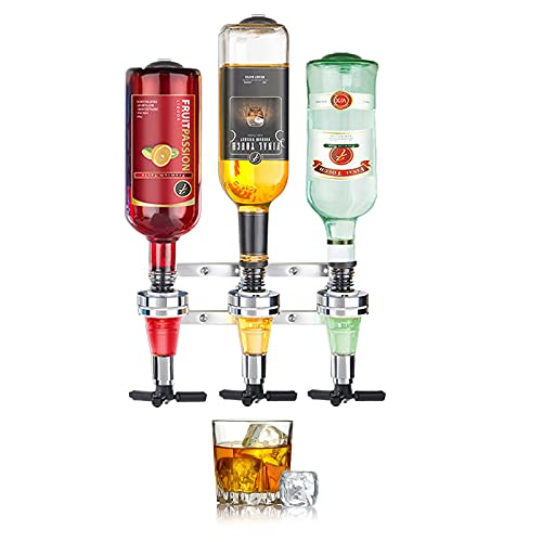 Flaschenhalter Wand und Dosierer, Baroptik für Homebar, Optik Spender für Spirituosen, Bar Butler Getränkespender für Home Pub, 3 Fach