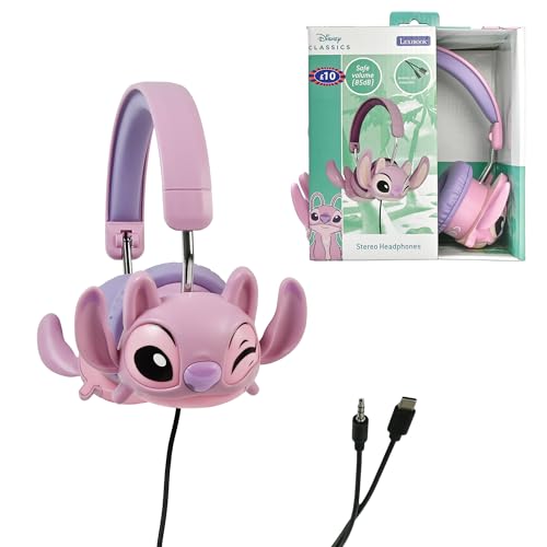 Lexibook, Disney Stitch, Faltbarer kabelgebundener Stereo-Kopfhörer mit Lautstärkebegrenzung Angel von Disney Stitch, Pink, HP015D1