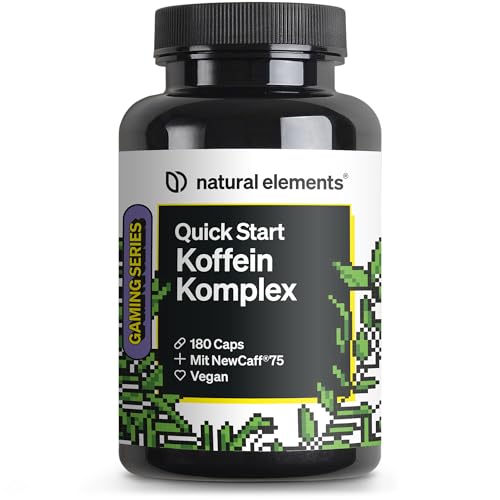 natural elements Quick Start mit Koffein (NewCaff®75) – 180 Kapseln – 6 Monate Reichweite – vegan, hochdosiert – in Deutschland produziert & laborgeprüft