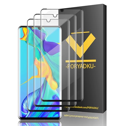 FlexGear 3 Stück Glas Folie Panzer Schutz für Huawei P30 Pro Schutzglas Displayfolie, Unterstützen Fingerabdruck-ID, 9H Härte, Blasenfest Installation, HD