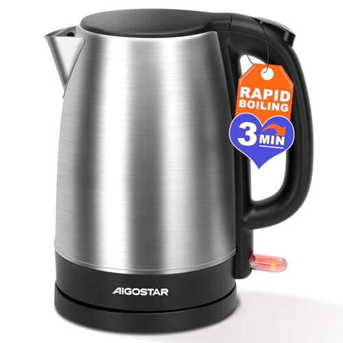 Aigostar Wasserkocher Edelstahl 1.7L Elektrisch Kalkfilter 2200W