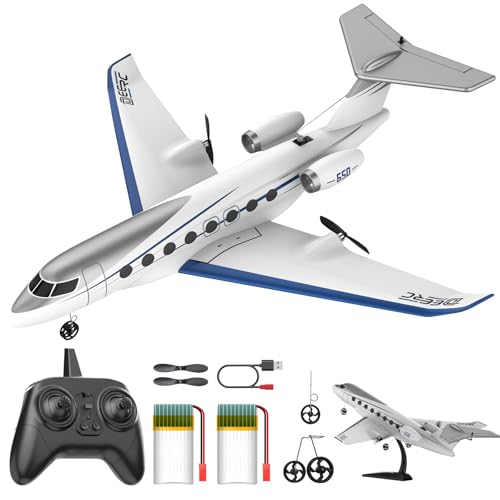 DEERC G650 RC Flugzeug Privatjet, 3 Kanal Fernsteuerungsflugzeug, 2,4 GHz, 6-Achsen-Gyrostabilisator, RTF Hobbysegler, einfach zu fliegen für Anfänger, Kinder und Erwachsene
