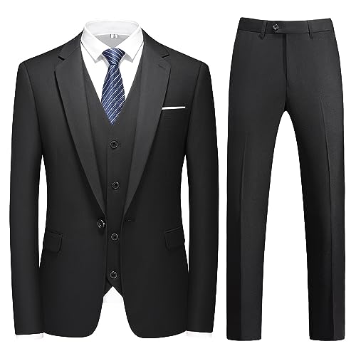 KUDMOL Herren 3-Stücke Anzug Business EIN Knopf Smoking Anzug für Männer Smoking Klassische Blazer Weste Hosen Set