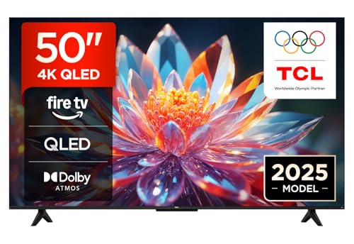 TCL 50T6C 50 Zoll QLED Fernseher, 4K UHD Fire TV, HDR10+, Dolby Vision & Atmos, Smart TV mit Sprachsteuerung mit Alexa, Google Cast & AirPlay 2