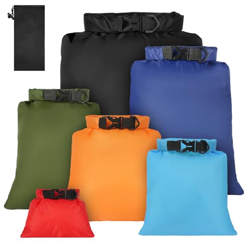 vsshe wasserdichte Tasche, 6 Stück wasserdichte Aufbewahrungsbeutel, 1,5/2,5/3/3,5/5/8L Packsack Wasserdicht Ultraleicht Dry Bag Trockentasche für Driften Schwimmen Schnorcheln Camping Kajak Zubehör