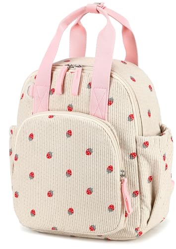 LEDAOU Kinderrucksack, Wasserdicht, für Kinder 2-4 Jahre, Kita und Schule, Jungen und Mädchen (Erdbeerreis)