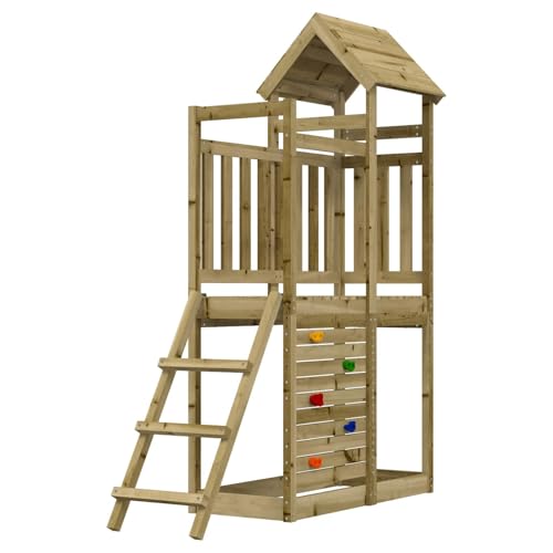 vidaXL Spielturm Braun Massives imprägniertes Holz, Outdoor Spielset, moderner Turm, Kletterstruktur, Zubehör für den Garten, Kinderabenteuer, Familienspaß
