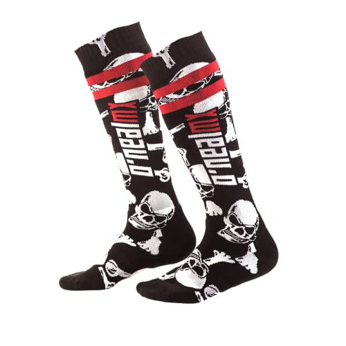 O'NEAL | Mountainbike Motocross Socken | MTB Downhill Freeride | Schweißabsorbierend, Verstärkter Fersen & Sohlenbereich | Pro MX Sock Crossbone | Unisex | Erwachsene | Schwarz Weiß | One Size