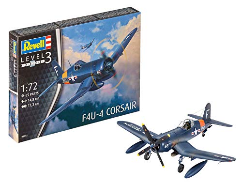 Revell Modellbausatz - Vought F4U-4B Corsair - Authentischer Flugzeugbausatz mit beweglichem Propeller und detailliertem Cockpit für realistischen Modellbau