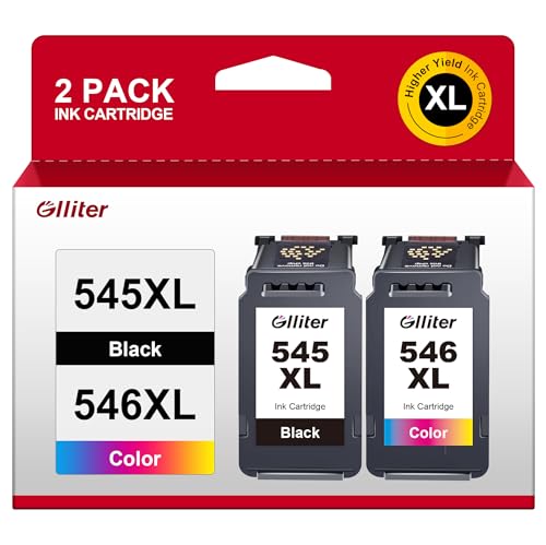 Glliter 545XL 546XL Multipack für Canon Druckerpatronen 545 546 für Canon 545 XL Schwarz und Farbe Kompatibel mit Canon PIXMA TS3355 Patronen für Canon PIXMA TS3350 TS3450 TS3150 MX495 (Multipack)