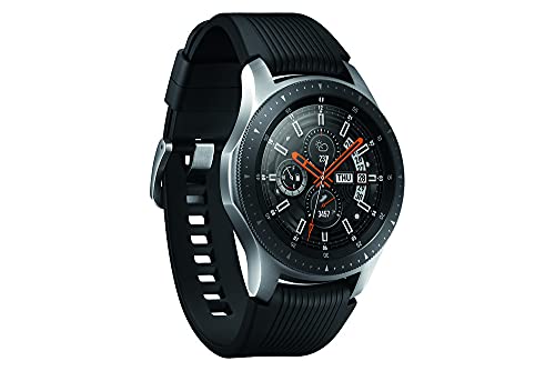 Samsung Galaxy Watch, Runde Bluetooth Smartwatch Für Android, drehbare Lünette, Fitness-tracker, 46mm, ausdauernder Akku, inklusive 2x araree Schutzfolie, Silber (Deutche Version)