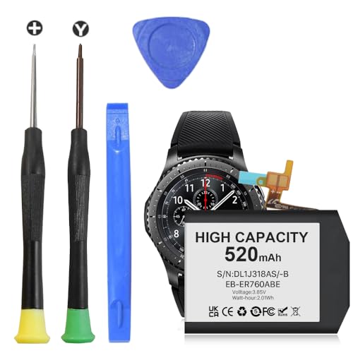 520mAh Akku für Samsung Gear S3 Frontier (SM-R760, R770, R765), LCLEBM für Samsung Gear S3 Frontier, Gear S3 Classic Ersatzakku EB-BR760ABE GH43-04699A mit professionellen Reparaturwerkzeugen