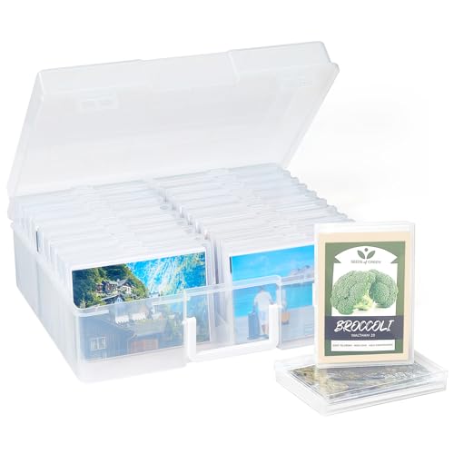 Lifewit Fotobox Aufbewahrungsbox mit 20 innere Fotohalter aus Kunststoff