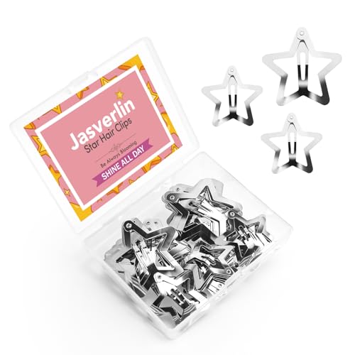 JASVERLIN Metall Stern Haarspangen, Silberne Y2K Haarschmuck, 50 Stück