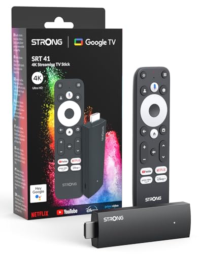 STRONG SRT41 4K UHD Google TV Stick, Android 11, WiFi, Integrierter Chromecast, Google Sprachassistent, HDR10+, Dolby Audio & Dolby Vision, Netflix, Prime Video, YouTube, Disney+
