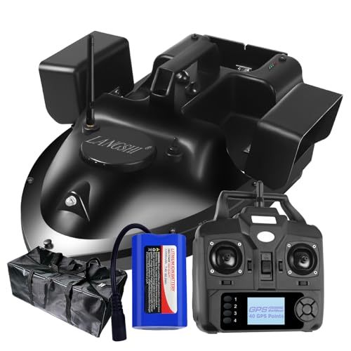 LANGSHI RC Angelköder Boot 500M Entfernung GPS Position Auto Cruise Fernsteuerung Angelköder Boot mit Doppelmotoren, 12000mAh, 40 Positionspunkte