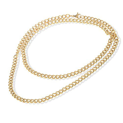 Made by Nami Herren Halskette aus Edelstahl - Massive 60 cm Gold-Kette Glieder-Halskette Glieder-Kette - Handmade Herren-Kette Panzer-Kette - Geschenk für Ihn - Herren-Schmuck Männer (Gold 4mm)