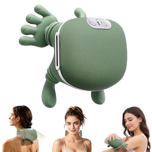 4D Nacken Massagegerät, Schulter Massagegerät für Nacken und Schultern mit Heizfunktion, 3 Geschwindigkeitsstufen, 2 Heizstufen (30°C/40°C), Massagegerät für Zuhause/Büro/Reisen/Geschenke Grün