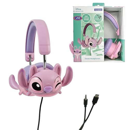 Lexibook, Disney Stitch, Faltbarer kabelgebundener Stereo-Kopfhörer mit Lautstärkebegrenzung Angel von Disney Stitch, Pink, HP015D1LXB