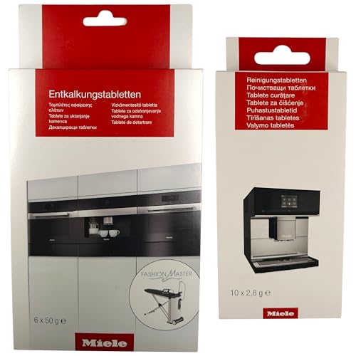 Miele Entkalkungstabletten und Reinigungstabletten für Kaffeevollautomat, Kaffeemaschinen und Espressomaschinen, 6 Entkalkungstabs und 10 Reinigungstabs