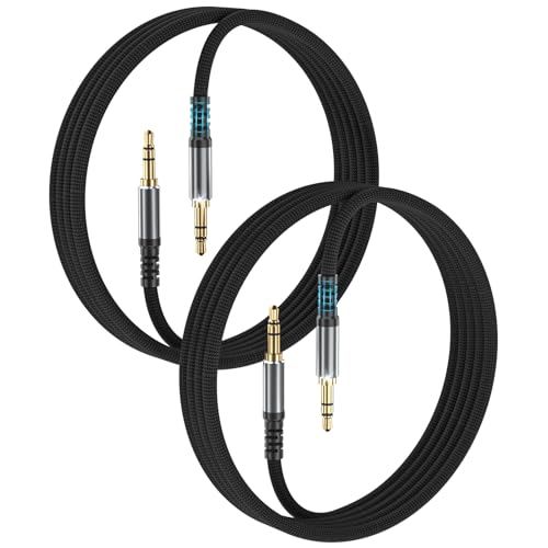 Aux Kabel 1,2M (2 Stück), Klinkenkabel 3,5mm Klinke auf 3.5mm Klinke Stereo HiFi Nylon geflochten kompatibel mit Telefonen, Autoradios, Computern, Kopfhörern, Stereoanlagen, Lautsprechern, Schwarz