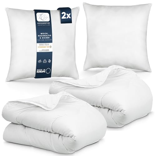 Moon 2er Pack Bettenset Ganzjahresdecke Steppbettdecke 135 x 200 cm Set inkl. Kopfkissen 80 x 80 cm 100% Polyester