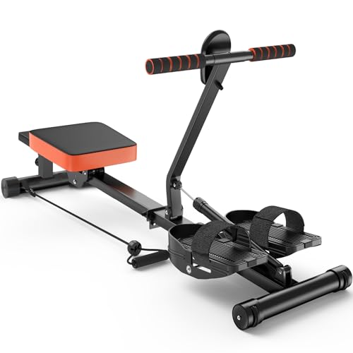 Dskeuzeew Rudergerät Klappbar Rudergerat für Zuhause mit hydraulischem Widerstand Ganzkörper-Rudergerät Fitnessgerät LCD-Monitor Max 150kg