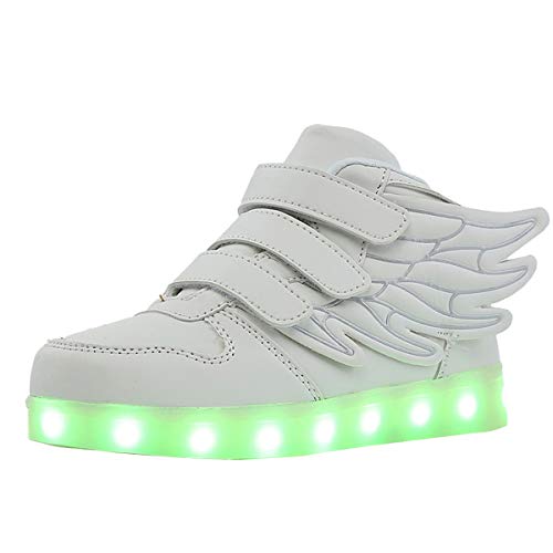 Kauson Unisex Kinder LED Schuhe 7 Farbe USB Aufladen LED Leuchtend Outdoor Sportschuhe Low Top Atmungsaktives Ultraleicht Wasserdicht Laufschuhe Gymnastik Turnschuhe Blinken Sneaker Für Jungen Mädchen