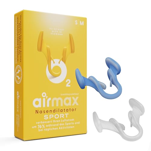 Airmax Nasenklammer, gegen Verstopfungen der Nase, Sportausführung, 2 Stück in Größen S und M