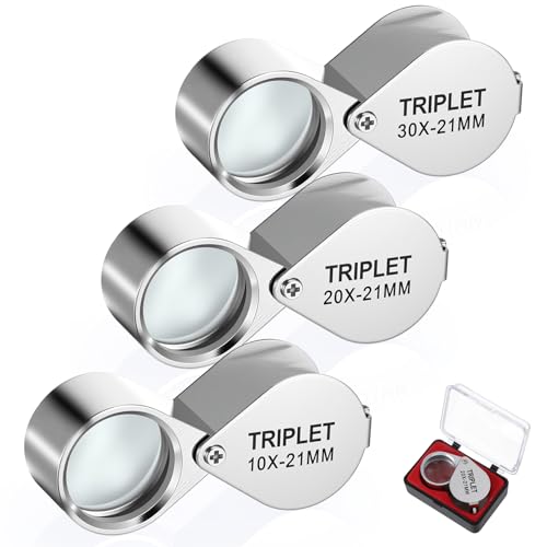 10X, 20X and 30X Juwelier Lupe Jewelry Loop Magnifier Faltbare Handlupe Taschenlupe Augenschlaufenlupe Juwelierlupe zum Erkennen von Münzen, Diamanten, Edelsteinen, Schmuck, Briefmarken, Antiquitäten