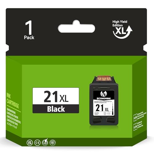 Economink 21XL Schwarz Kompatibel für HP 21 XL Druckerpatronen für DeskJet F2180 F4180 F2280 F380 F370 F375 F4100 D2360 F2224 OfficeJet 4315 PSC 1410 1400 Drucker (1er-Pack)