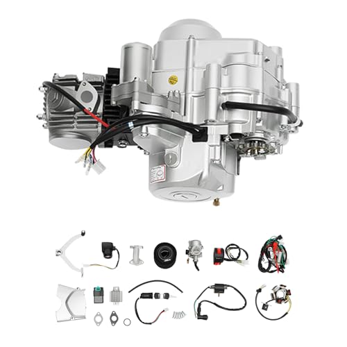 ACROSSPART 125ccm 4-Takt-Motor, Einzelzylinder Luftgekühlt 3 Speed Motor Kart Motor mit CDI System und Pedalstart Electric Start 3+1 Reverse for ATV QUAD GO KART