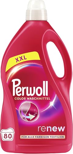 Perwoll Color Waschmittel (80 Waschladungen), Feinwaschmittel reinigt sanft und erneuert Farben und Fasern, für alle farbigen Textilien, Color Waschmittel mit Dreifach-Renew-Technologie