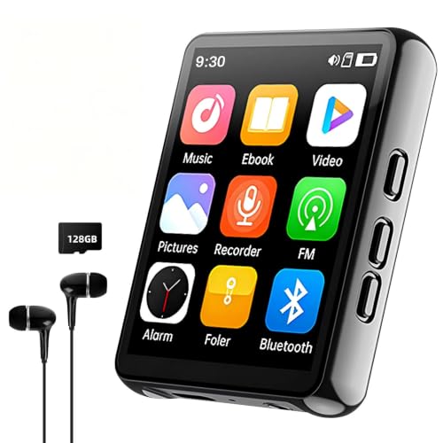 Cetoon MP3 Player Bluetooth 128GB Full Touch Screen HiFi für Kind Adults | MP4 Player, Tragbarer Musikplayer mit umfassender Funktionalität, Lautsprecher, FM Radio, Recorder, 2.4
